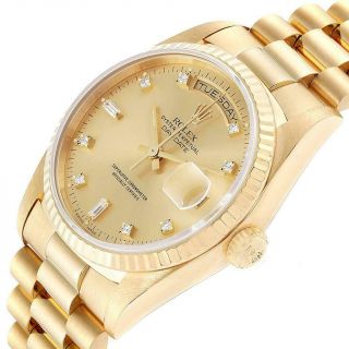 Rolex President Day - Date Yellow Gold Diamonds Mens Watch 18238 Box Papers 5