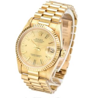 Vintage 1986 Rolex Datejust Watch 18K Gold President Mid - Size 31mm Ref 68278 2