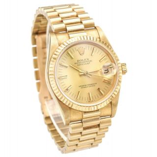 Vintage 1986 Rolex Datejust Watch 18K Gold President Mid - Size 31mm Ref 68278 3