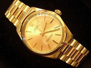 Mens Rolex Solid 14k Yellow Gold Oyster Perpetual W/ President Style Band 1005