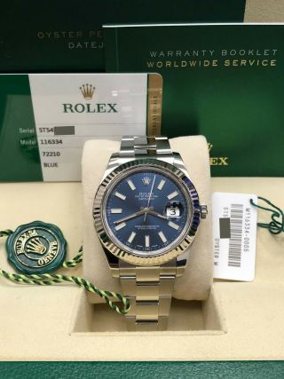 Rolex Datejust Ii 116334 Blue Dial 18k & Stainless Steel Box Papers 2017