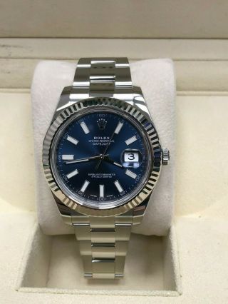 Rolex Datejust II 116334 Blue Dial 18K & Stainless Steel Box Papers 2017 3