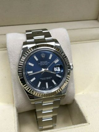 Rolex Datejust II 116334 Blue Dial 18K & Stainless Steel Box Papers 2017 4