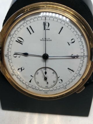 Waltham Chronograph Hillside Pocket Watch In 18k Gold Hunter Case
