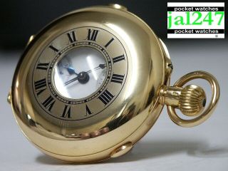 1907.  18k Gold 21 Jewel Split Seconds Half Hunter Complication Pocket Watch.