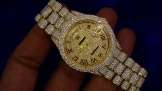 Rolex President 36mm Gold Watch 2800 Diamonds Honeycomb Style Flower Setting 2