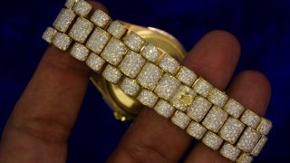 Rolex President 36mm Gold Watch 2800 Diamonds Honeycomb Style Flower Setting 3