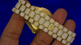 Rolex President 36mm Gold Watch 2800 Diamonds Honeycomb Style Flower Setting 4