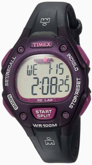 Timex Ironman Triathlon 30 Lap Ladies Digital Sport Watch W/indiglo Purple/black