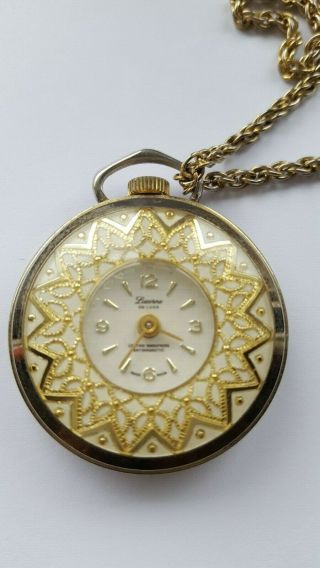 Vintage Ladies Mechanical Pendant Necklace Watch Swiss Made Lucerne Woman 