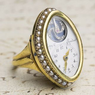 Rare Ring Watch - Visible Balance Gold Late Xviii Antique Pocket Watch