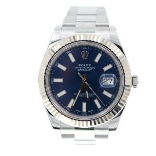 Rolex Datejust II 116334 Blue Dial 18K & Stainless Steel Box Papers 2015 2