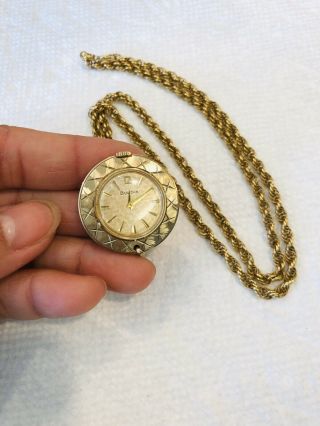 Vintage Bulova Pendant Watch Wind - Up Runs Good With 1/20 12k Gold Filled Chain
