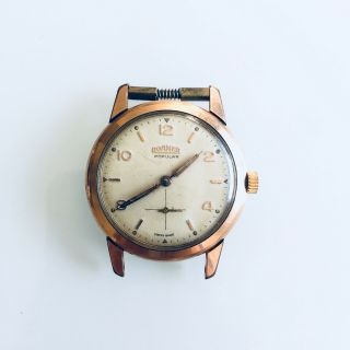 Rare Vintage Roamer Popular Rose Gold Plate Wristwatch Men’s 15 Jewel