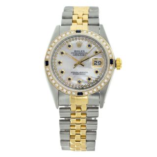 Mens Rolex Watch Datejust 16013 Gold / Steel 36mm Diamond Sapphire Dial Bezel 2