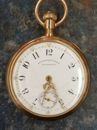 Vintage Waltham Pocket Watch Model 1884 Bailey Banks Biddle 15j 14s 18kt Gold