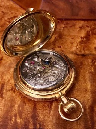 18K 186g Gold Georges Sandoz Minute Repeater Chronograph Pocket Watch 3x Date 6