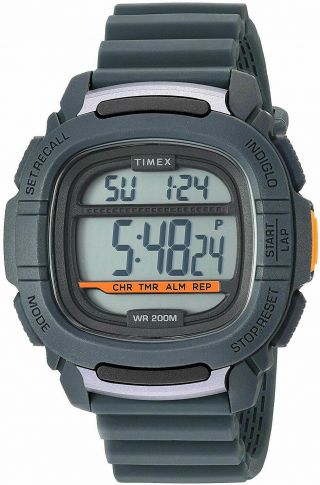 Timex Tw5m26700,  Bst.  47 Shock Gray Silicone Watch,  Indiglo,  3 Alarms,  200 Meter