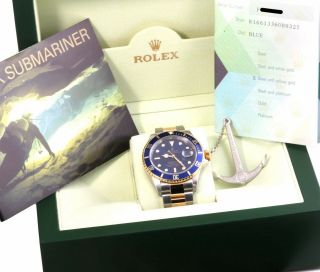 2005 Rolex 18k/ss Submariner Blue - 16613 - Box/papers - Sel - No Holes Case