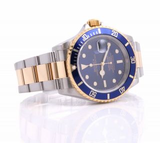2005 Rolex 18K/SS Submariner Blue - 16613 - Box/Papers - SEL - No Holes Case 5