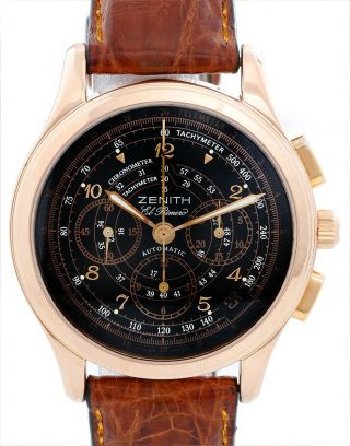 Zenith El Primero Chronograph 18k Pink Gold Limited Edition Watch 17 0500 400