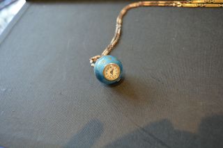 Vintage Orator Swiss Made 17j Sterling Enamel Pendant Ball Watch Necklace
