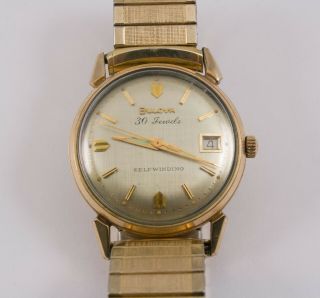 Vintage 1964 Bulova 10k Gold Filled Self Winding 30 Jewel Date Watch Running