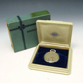Minty Vintage Solid 14k Gold Hamilton 917 Pocket Watch 17 Jewel Size 10 W/ Box