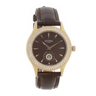 Rotary Crystal Ladies Rose Gold Plated Steel Quartz Watch Ls02907 - 16