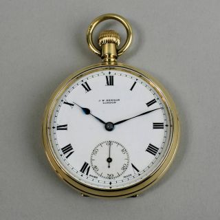 Antique George V 9 Ct Gold J.  W.  Benson Pocket Watch In G.  W.  O.  London 1939 - 78 G