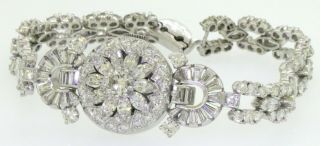 1950 ' s Platinum 13.  60CT VS1/F diamond flip - top ladies watch w/.  60CT center 4