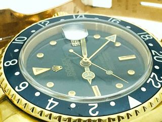 Vintage Rolex GMT Master 18k Yellow Gold 16758 Nipple Dial Automatic 40mm Watch 8
