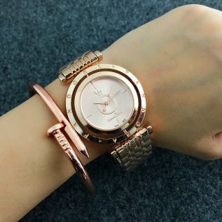 Brand Round Rotating Pa Wristwatch Lady Stainless Steel Quartz Bear Watches