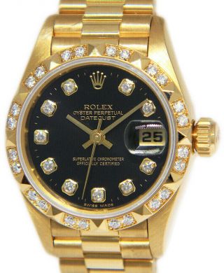 Rolex Datejust President 18k Yellow Gold Diamond Dial/bezel Ladies Watch 69258