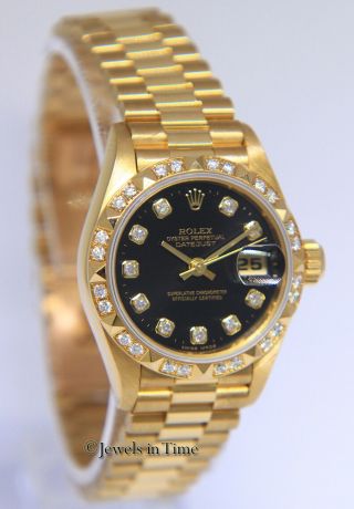 Rolex Datejust President 18k Yellow Gold Diamond Dial/Bezel Ladies Watch 69258 5