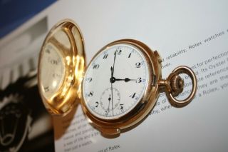 14k Gold Hunter Quarter Hour Repeater Chronograph Antique Pocket Watch 1890s