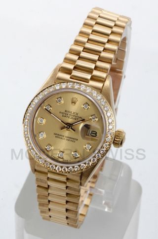 Rolex Ladies President 18k Gold Champagne Diamond Dial & Bezel 69178 Quickset