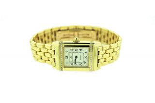 Jaeger Le Coultre Ladies 18k Yellow Gold Diamond Reverso " Immaculate "