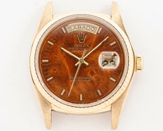 1980 Rolex 18k Gold Ref.  18038 Day - Date W/ Wood Dial Out Of Estate