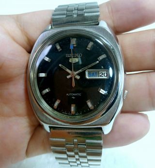 Seiko 5 Automatic Day Date Classic Black Dial Jumbo Case 37 Mm Men 