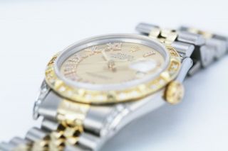 Rolex Mens Watch Datejust Gold & Steel Champagne dial Roman Numerals w/ Diamonds 2