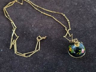 Bucherer Ball Watch Pendant Necklace - Black w/Flowers 4