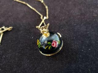Bucherer Ball Watch Pendant Necklace - Black w/Flowers 5