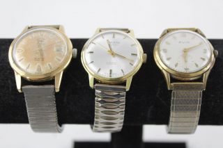 3 X Vintage Gents Gold Tone Wristwatches Hand - Wind Automatic