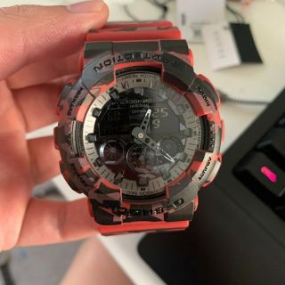 Casio G - Shock Grey Graphic Dial Red Camo Resin Quartz Men 