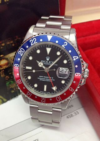 Rolex Gmt Master Ii 16710 Pepsi Bezel Serviced By Rolex Box And Papers 1998