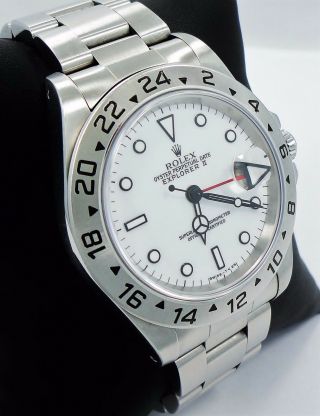 Rolex Explorer Ii 16570 Gmt Stainless Steel Date White Dial Men 