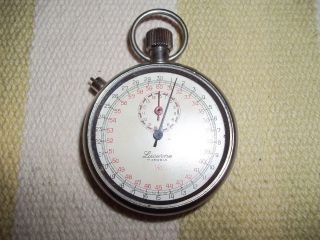 Vintage Lucerne Swiss 1/10 7 Jewels Watch Stopwatch Missing Glass Face Cover