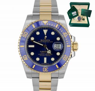 2019 Sunburst Rolex Submariner Ceramic 116613 Lb Two - Tone Gold Blue Dive Watch