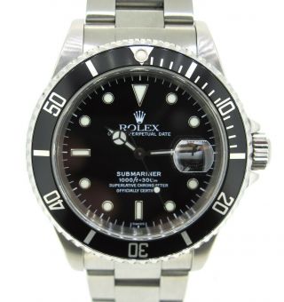 Rolex Submariner Date 16610 Stainless Steel Black Dial Oyster Bracelet Watch 2